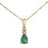 0.43ctw Natural Emerald Necklace 14K Gold pendant