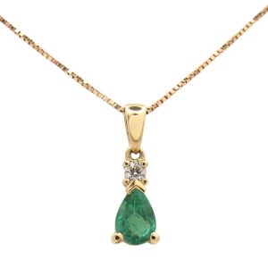 0.43ctw Natural Emerald Necklace 14K Gold pendant