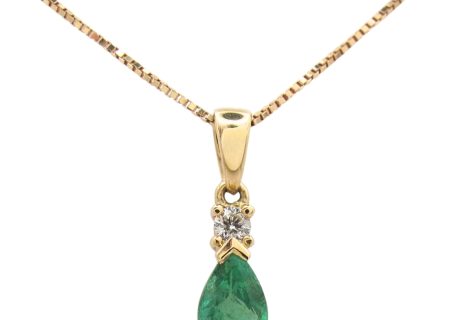 0.43ctw Natural Emerald Necklace 14K Gold pendant