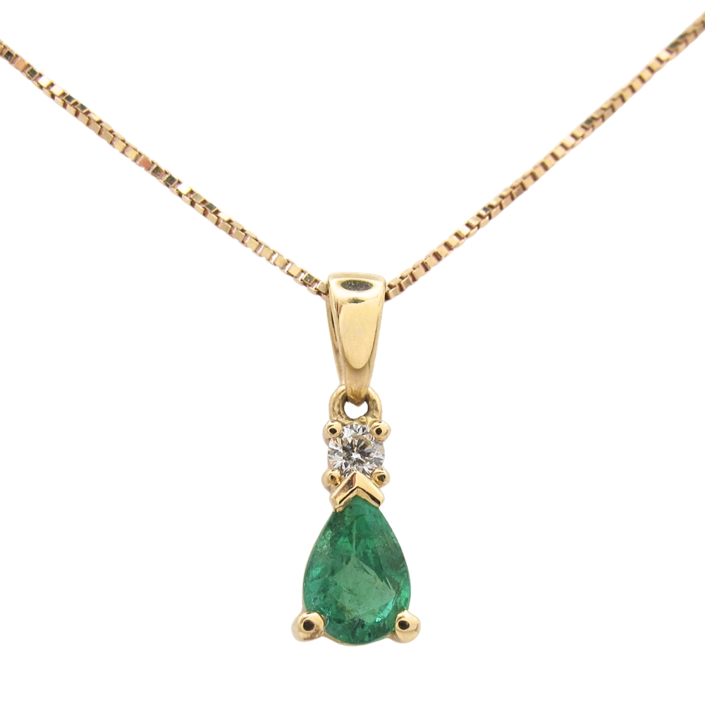 0.43ctw Natural Emerald Necklace 14K Gold