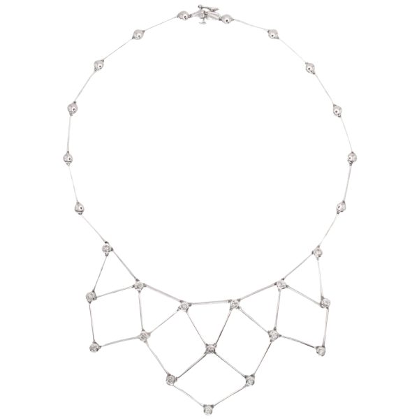 0.64ctw Diamond Geometric Bib Necklace 14K White Gold