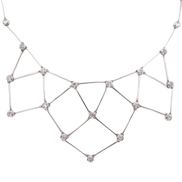 0.64ctw Diamond Geometric Bib Necklace 14K White Gold close up