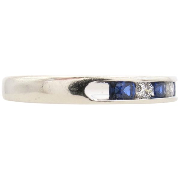 0.64ctw Diamond & Sapphire Band Ring 14K White Gold side