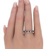 0.64ctw Diamond & Sapphire Band Ring 14K White Gold worn