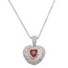 0.71ctw Ruby Heart Necklace with Diamond Halo 14K Gold pendant