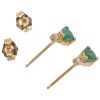 0.86ctw Natural Emerald Stud Earrings with Diamond Accent 14K Gold backs