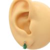 0.86ctw Natural Emerald Stud Earrings with Diamond Accent 14K Gold worn