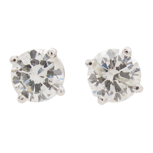 0.89ctw Round Solitaire Diamond Stud Earrings White Gold