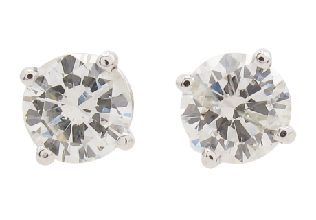 0.89ctw Round Solitaire Diamond Stud Earrings White Gold