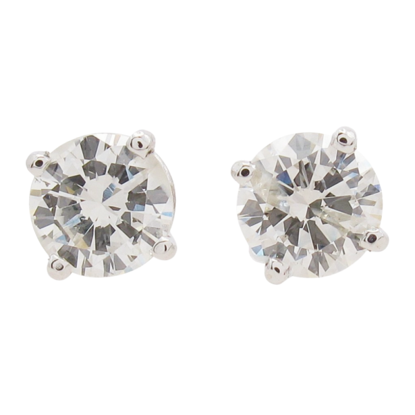 0.89ctw Round Solitaire Diamond Stud Earrings White Gold