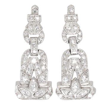 0.94ctw Diamond Art Deco Earrings in Platinum 14K White Gold side (2)
