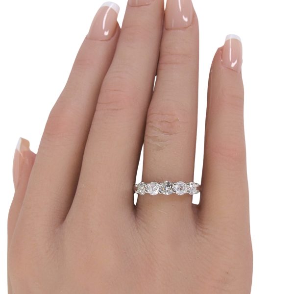 1.0ctw Diamond Band 5-Stone Ring 14K White Gold worn