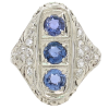 1.11ctw Ceylon Sapphire Detailed Art Deco Ring 18K front