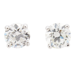 1.15 Round Solitaire European Diamond Stud Earrings White Gold