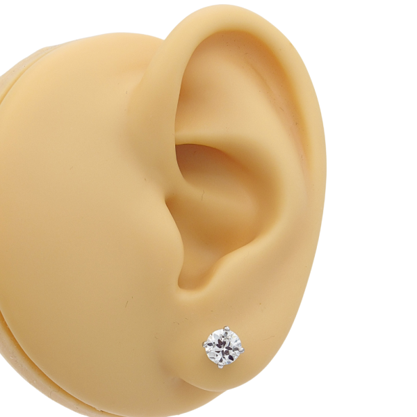1.15 Round Solitaire European Diamond Stud Earrings White Gold Worn