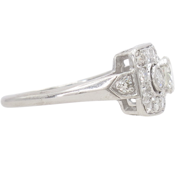 1.21ctw Three-Stone Diamond Art Deco Ring Platinum Side