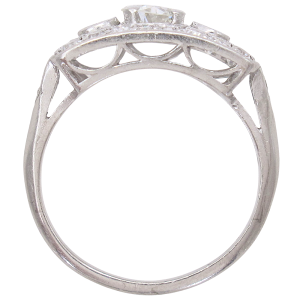 1.21ctw Three-Stone Diamond Art Deco Ring Platinum profile (1)