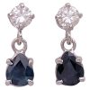 1.28ctw Diamond & Sapphire Petite Drop Earrings 14K Gold