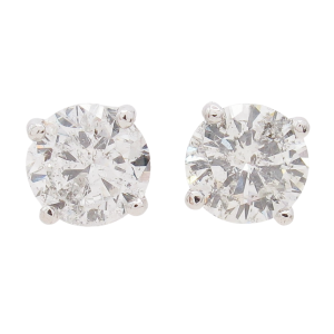 1.33 Round Brilliant Solitaire Stud Earrings White Gold