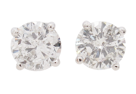 1.33 Round Brilliant Solitaire Stud Earrings White Gold