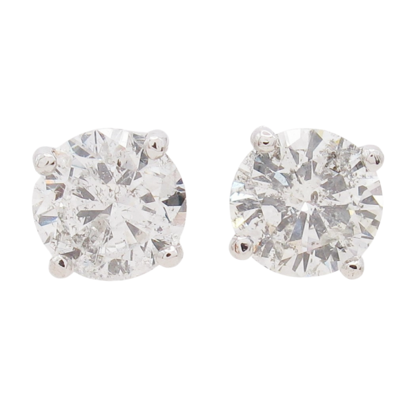 1.33 Round Brilliant Solitaire Stud Earrings White Gold