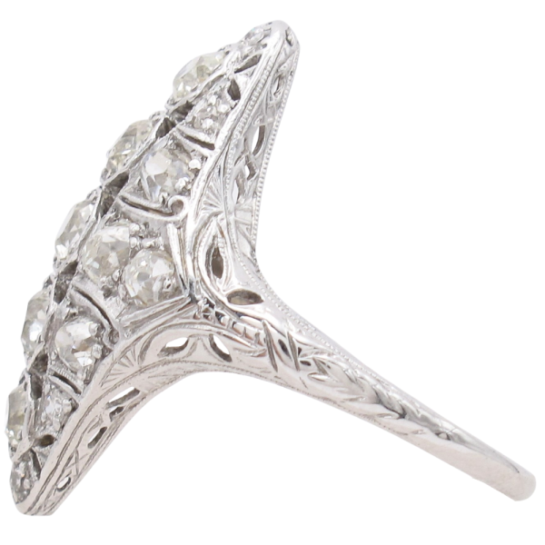 1.86ctw Diamond Edwardian Navette Ring 18K White Gold Side