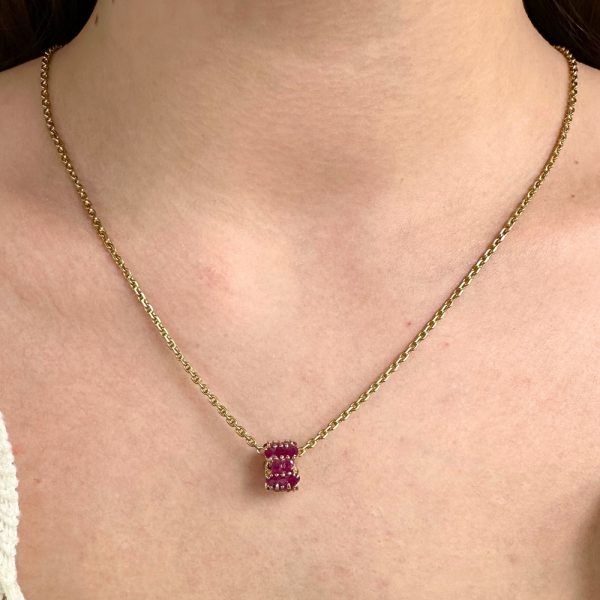 10.0ctw Natural Ruby Pendant 14K Gold worn