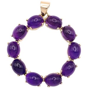 15.70ctw Cabochon Amethyst Pendant 14K Gold
