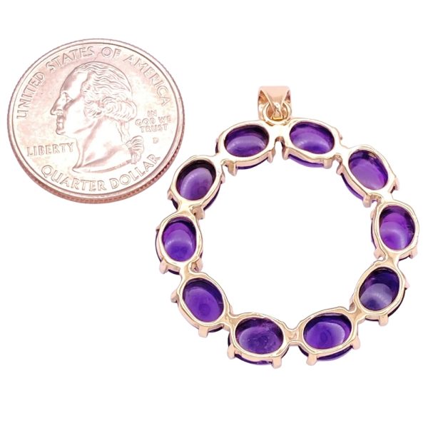 15.70ctw Cabochon Amethyst Pendant 14K Gold back