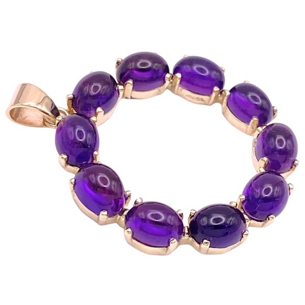 15.70ctw Cabochon Amethyst Pendant 14K Gold side