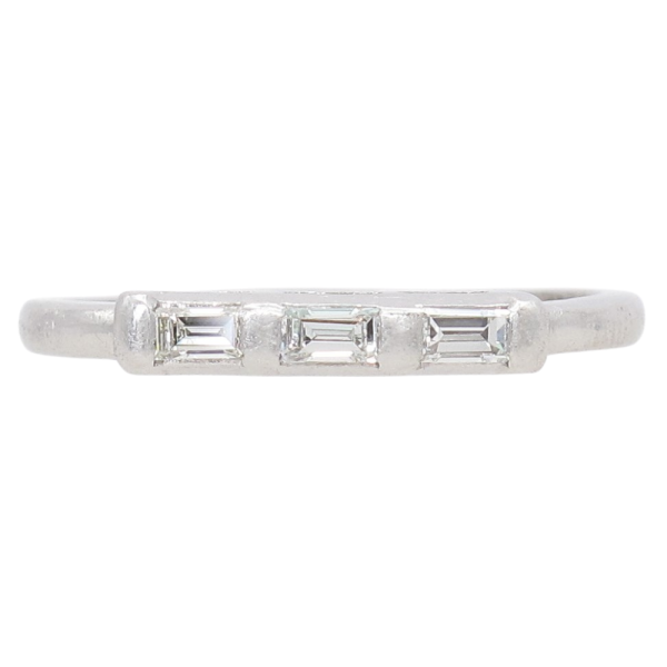 .18ctw Diamond Baguette Art Deco Band Ring Platinum Front View