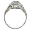 2.5ct Radiant Cut Aquamarine Art Deco Ring in 18K White Gold Profile