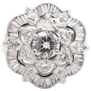 2.61ctw Diamond Cluster Ring Platinum & 14K White Gold