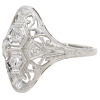 .22ctw Diamond Filigree Detail Art Deco Ring 18K White Gold Angled