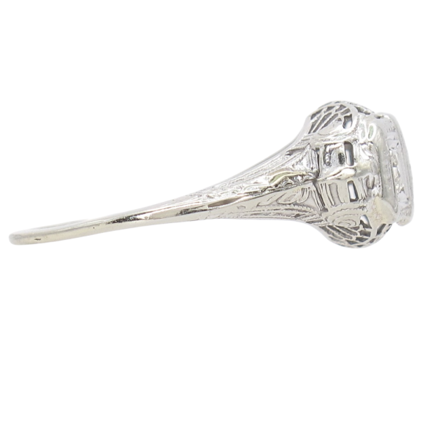 .24ctw Three Stone Diamond Filigree Art Deco Ring Platinum Side