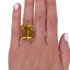 26ct Emerald Cut Citrine & Ruby Retro Ring 14K Rose Gold Modeled
