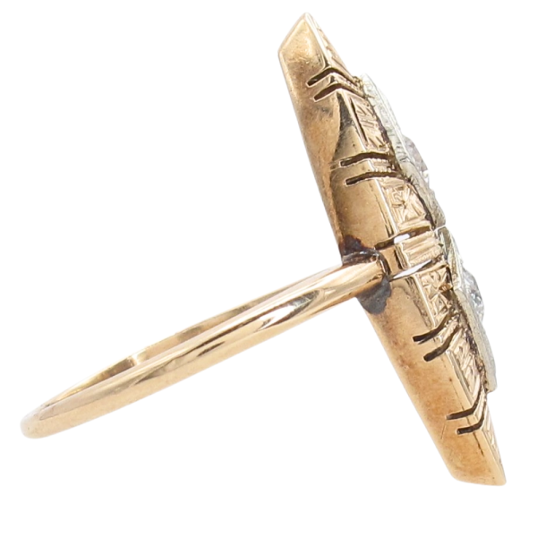 .30ctw Old Euro Diamond Navette Art Deco Ring 14K Rose Gold Side
