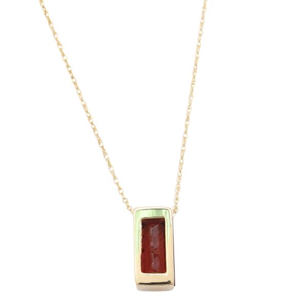 5.0ct Fantasy Cut Garnet Necklace 14K Gold back