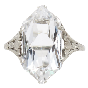 5.25ct Goshenite Beryl Filigree Detail Art Deco Ring 14K front