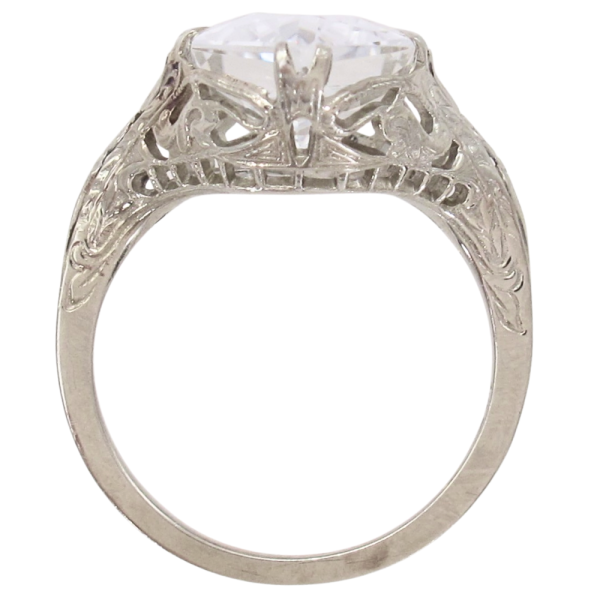 5.25ct Goshenite Beryl Filigree Detail Art Deco Ring 14K profile