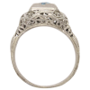 .53ct Blue Zircon Filigree Art Deco Ring 18K White Gold profile