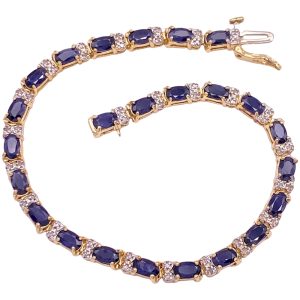 8.88ctw Sapphire Line Bracelet 14K Yellow Gold