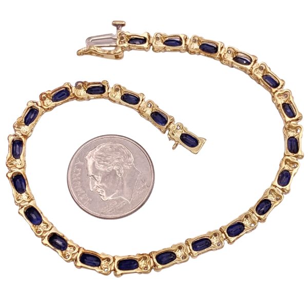 8.88ctw Sapphire Line Bracelet 14K Yellow Gold back