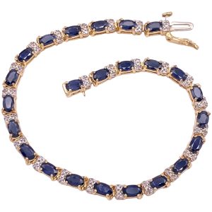 8.88ctw Sapphire Line Bracelet 14K Yellow Gold full