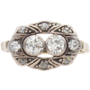 .98ctw Toi et Moi Diamond Edwardian Ring 14K Yellow Gold & Platinum Front