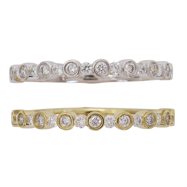 Alternating Bezel Diamond Wedding Band Stack .24 ctw Options