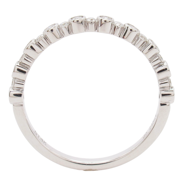 Alternating Bezel Diamond Wedding Band Stack .24 ctw Profile