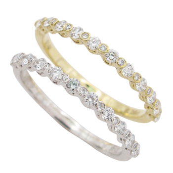Alternating Small Bezel Diamond Wedding Band Stack .26 ctw Options
