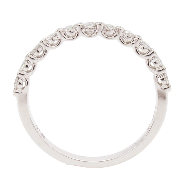Alternating Small Bezel Diamond Wedding Band Stack .26 ctw Profile