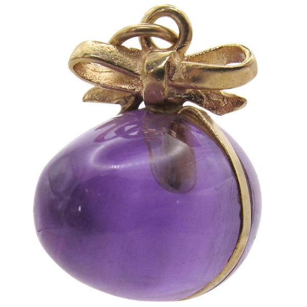 Amethyst Easter Egg Charm with Bow 14K Gold front